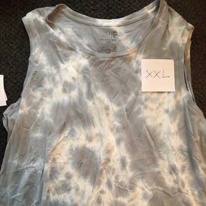 TIme and Tru XXL Grey and White Tye Dye Tank Top